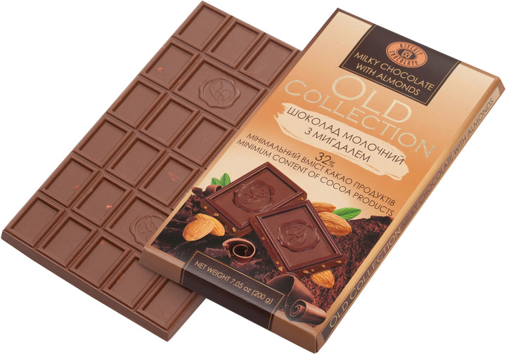 Шоколад OLD COLLECTION ХБФ молочний з мигдалем 200г